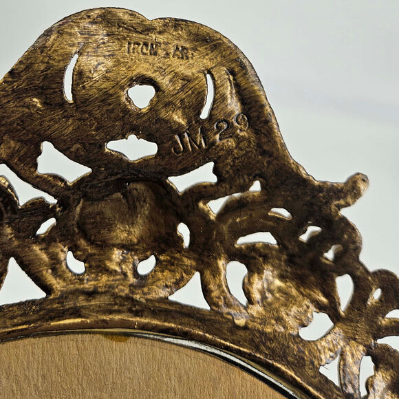 Vintage Iron art Gold Victorian Rococo Holywood Regency Table Vanity Mirror - Picture 4 of 4